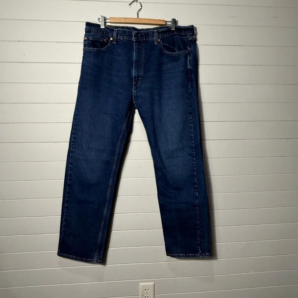 Levi's 505 Regular Fit Mens Jeans 38x29 Tailored Dark Wash Blue Denim 00505-1455